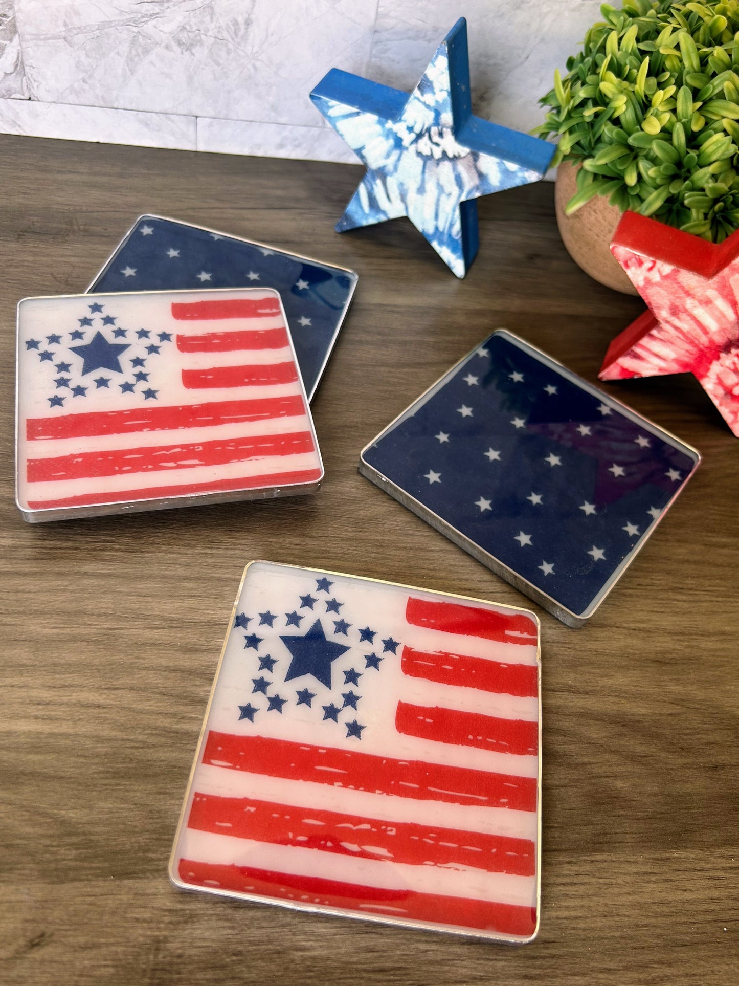 USA Flag Coaster Set