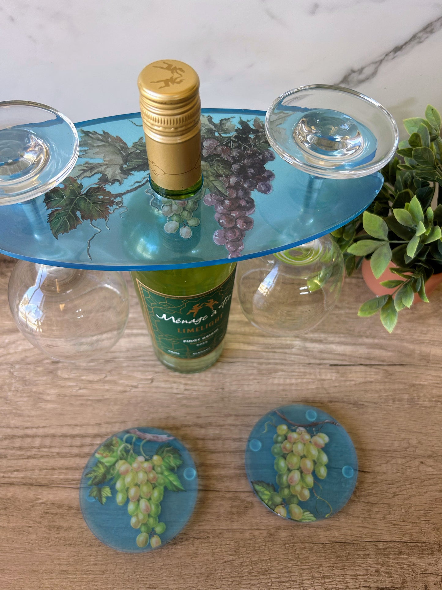 Grape Vine Wine Caddy Set