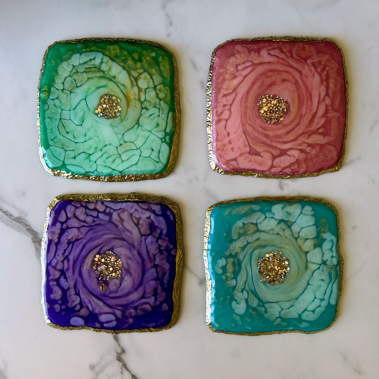 Square Coaster Set with Stand