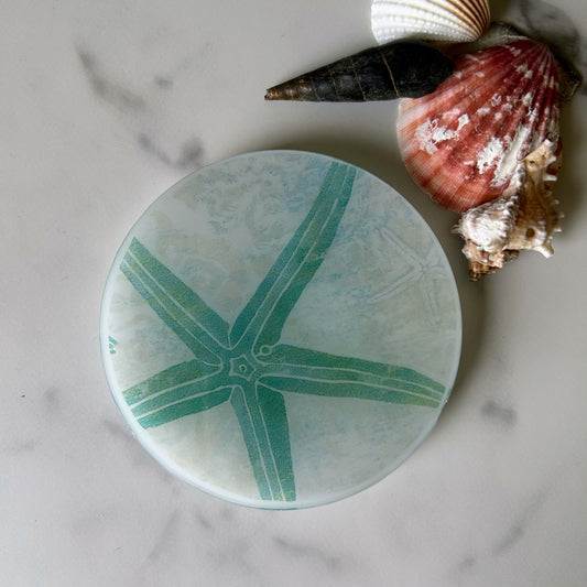 Teal Star Fish Coaster