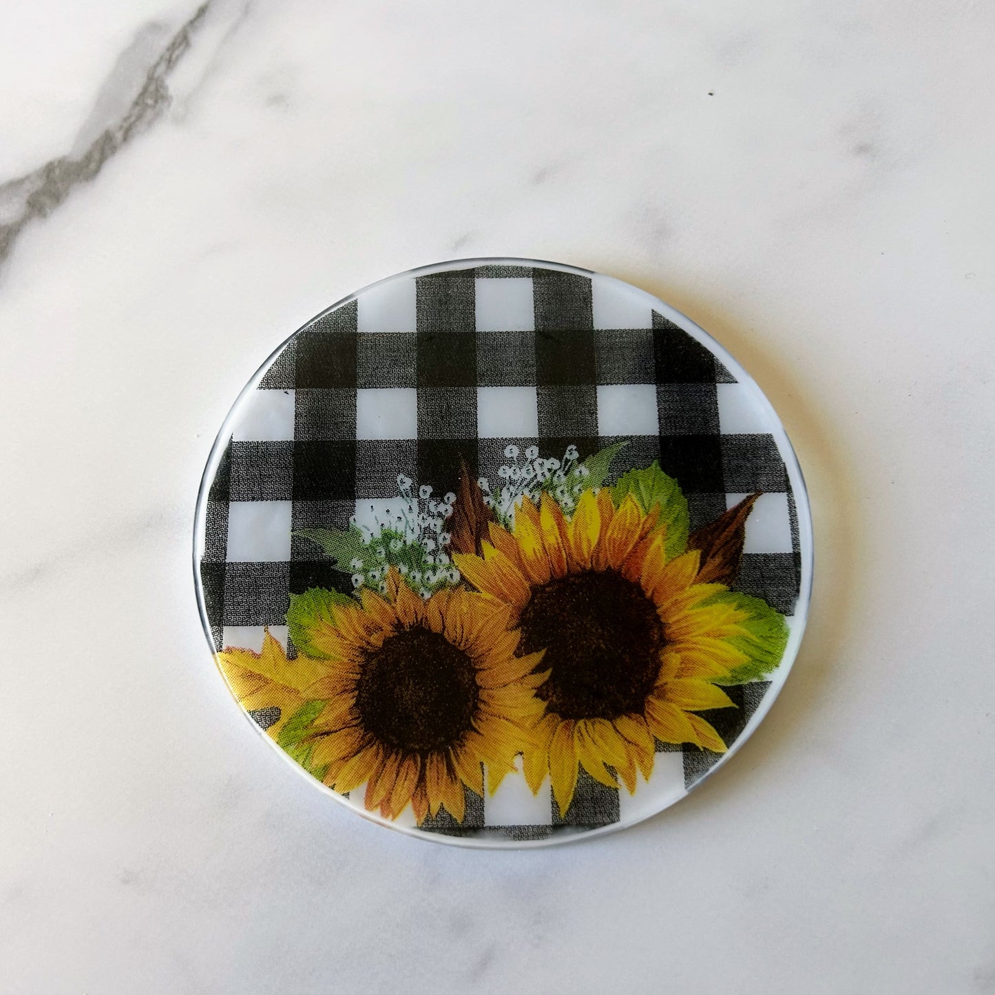 Checkered Sunflower Coasters