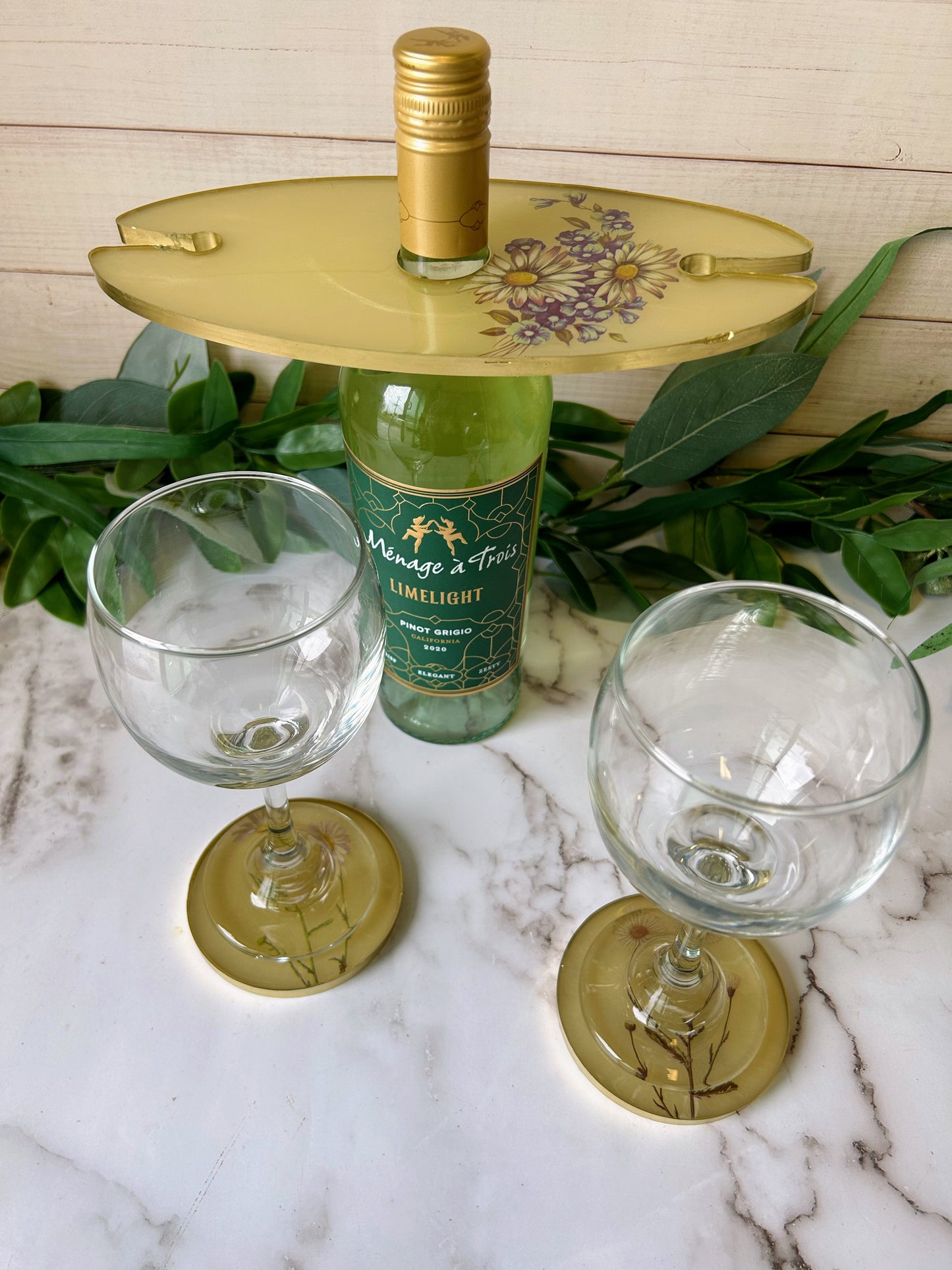 Yellow Wine Caddy with Coasters